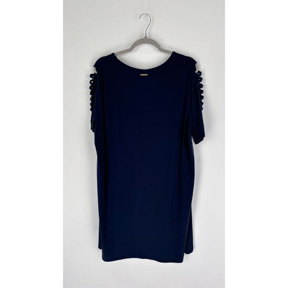 Michael Kors Womens Ladder Short Sleeve Shift Dress Plus Size 2X Midnight Blue - Picture 3 of 6